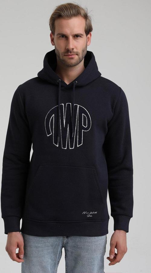 Kapüşonlu Lacivert Slim Fit Hoodie 22FWM64037