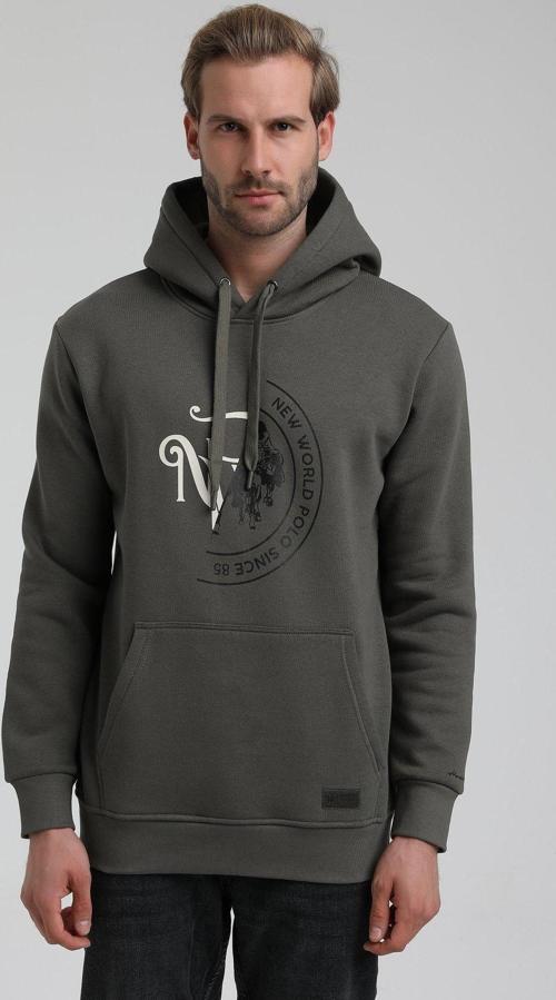 Kapüşonlu Haki Slim Fit Hoodie 22FWM64030