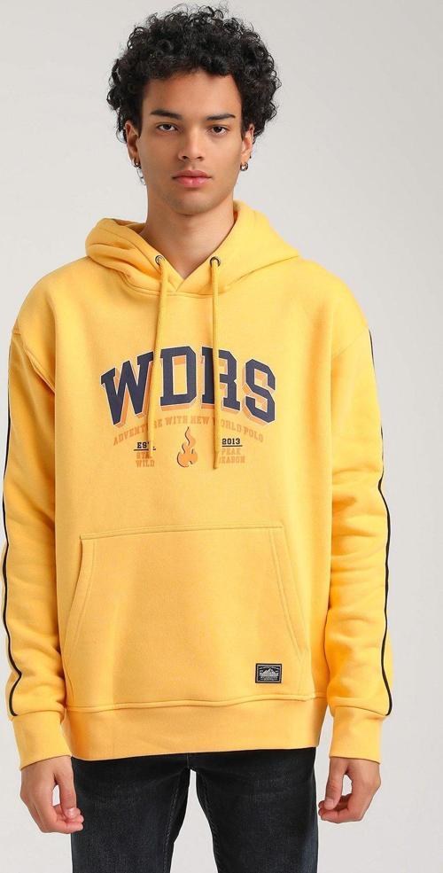 Kapüşonlu Hardal Slim Fit Hoodie 23FWM64060