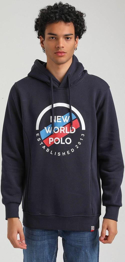 Kapüşonlu Lacivert Slim Fit Hoodie 23FWM64049