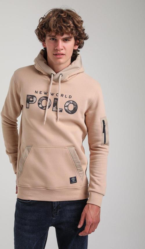 Kapüşonlu Bej Slim Fit Hoodie 23FWM64061