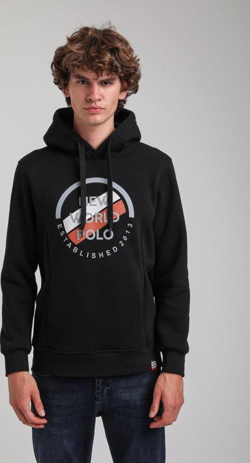 Kapüşonlu Siyah Slim Fit Hoodie 23FWM64049