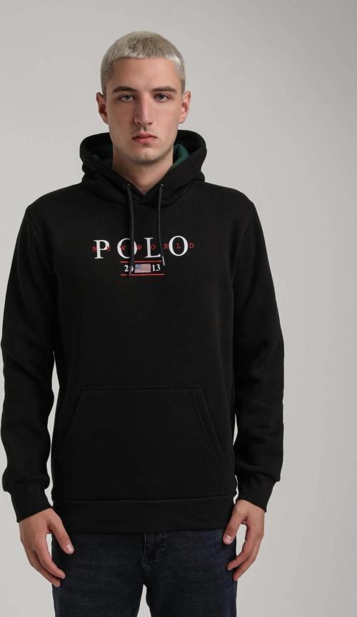 Kapüşonlu Siyah Slim Fit Full-Zip Sweatshirt 24FWM64073