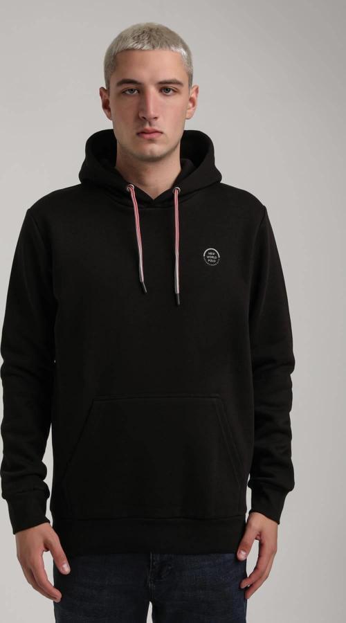 Kapüşonlu Siyah Slim Fit Full-Zip Sweatshirt 24FWM64084