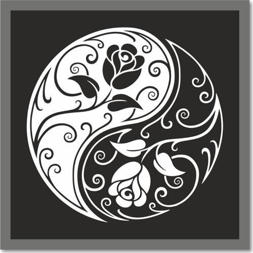 El Yapımı Ahşap Üç Boyutlu Floral Yin Ile Yang Tablo