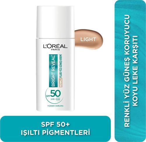 Bright Reveal Spf 50+ Koyu Leke Karşıtı Renkli Fluid Günlük Yüz Güneş Kremi 50 ml - Light