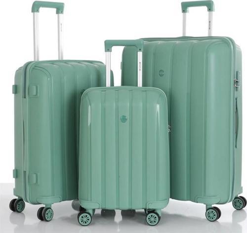 3lü Set Kırılmaz Silikon Seyahat Valizi Bavulu V305 Su Yeşili