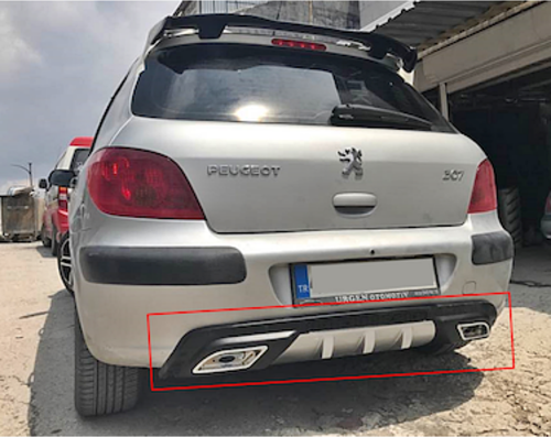 Peugeot 307 uyumlu üniversal difüzör Gri 2001 ve sonrası modeller