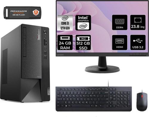Thinkcentre Neo 50T İ3 12100 24Gb 512Gb Ssd Fdos 11Sc001Atx Masaüstü Pc & 23.8" Monitör