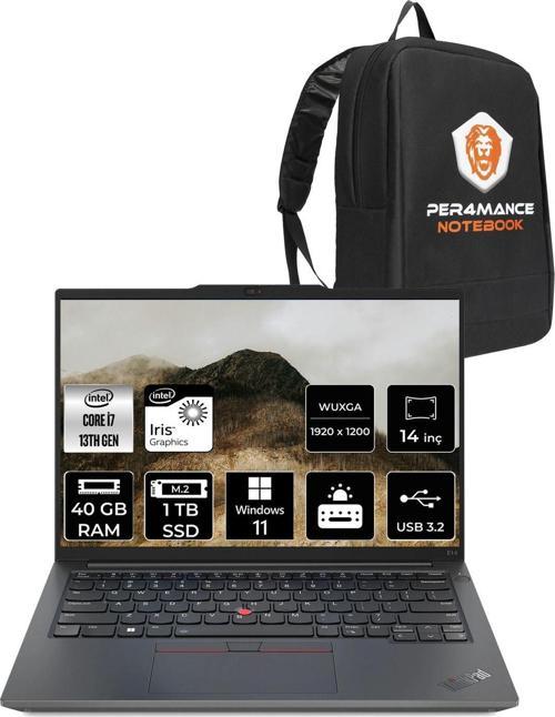 Thinkpad E14 G5 İ7 1355U 40Gb 1Tb Ssd 14'' Wuxga W11Pro Dizüstü Bilgisayar & Per4 Çanta
