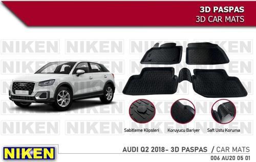 Audi Q2 Havuzlu 3D Paspas Niken Siyah 2018 Sonrası