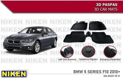 Bmw 5 Serisi F10 Havuzlu 3D Paspas Niken Siyah 2010-2017 Arası