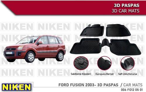 Ford Fusion Havuzlu 3D Paspas Niken Siyah 2003 Sonrası
