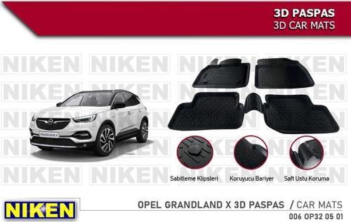 Opel Grandland X Havuzlu 3D Paspas Niken Siyah 2017+ Sonrası