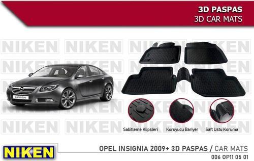 Opel insignia Havuzlu 3D Paspas Niken Siyah 2009-2017 Arası