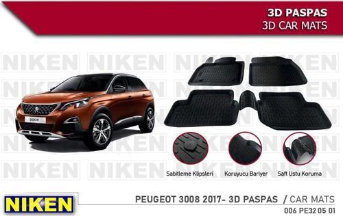 Peugeot 3008 Havuzlu 3D Paspas Niken Siyah 2016+ Sonrası