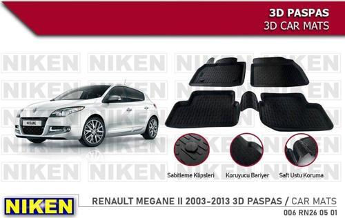 Renault Megane 3 Havuzlu 3D Paspas Niken Siyah 2011+ Sonrası
