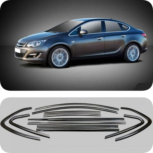 Opel Astra J Sedan Cam Çıtası Çerçevesi Parlak Siyah Komple 2012-2020 arası