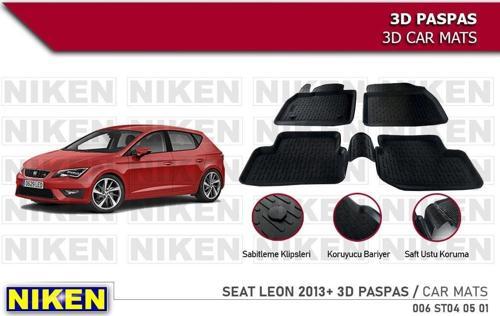 Seat Leon Havuzlu 3D Paspas Niken Siyah 2012-2020 Arası