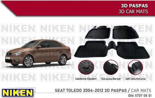 Seat Toledo Havuzlu 3D Paspas Niken Siyah 2004-2012 Arası