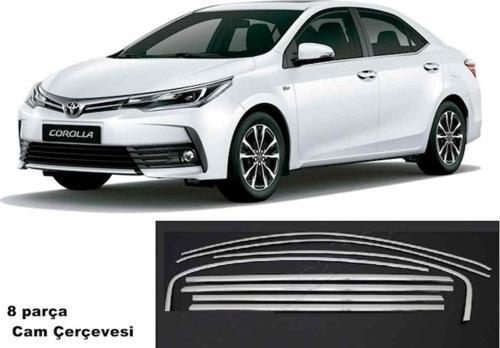Toyota Corolla Cam Çerçevesi Kromu 8 parça Nikelajı Komple 2014-2018 araı modeller