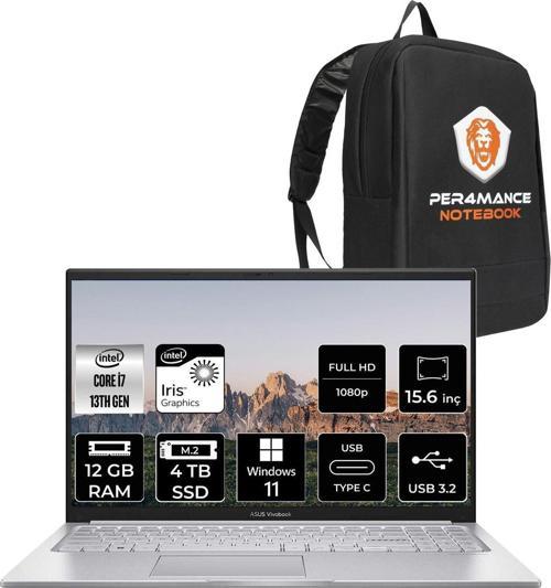 Vivobook 15 X1504Va İ7 1355U 12Gb Ram 4Tb Ssd 15.6'' Fhd W11Home Nj195 & Per4 Çanta
