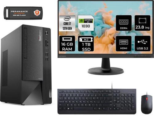 Thinkcentre 50T İ7 13700 16Gb 1Tb Ssd Gt1030/4Gb Fdos 12Jd0008Tr Masaüstü Pc & 23.8" Monitör