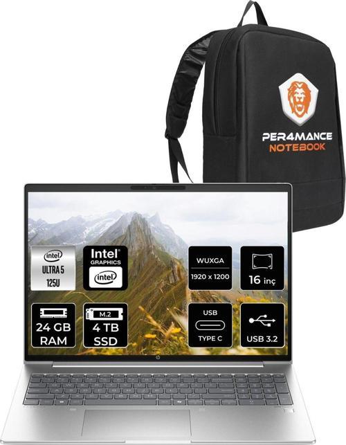 Probook 460 G11 İntel Core Ultra 5 125U 24Gb 4Tb Ssd 16'' Wuxga Fdos 9Y7S7Et & Per4 Çanta