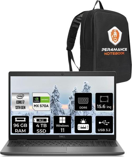 Latitude 3550 İ7 1355U 96Gb 4Tb Ssd Mx570A/2Gb 15.6'' W11P Dizüstü Bilgisayar & Per4 Çanta