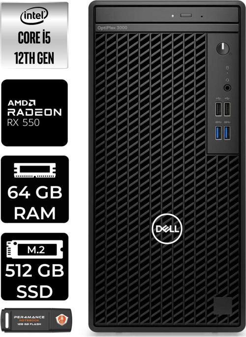 Optıplex 3000 En010O3000247 İ5 12500 64Gb Ram 512Gb Ssd Rx550 W11H Masaüstü Bilgisayar