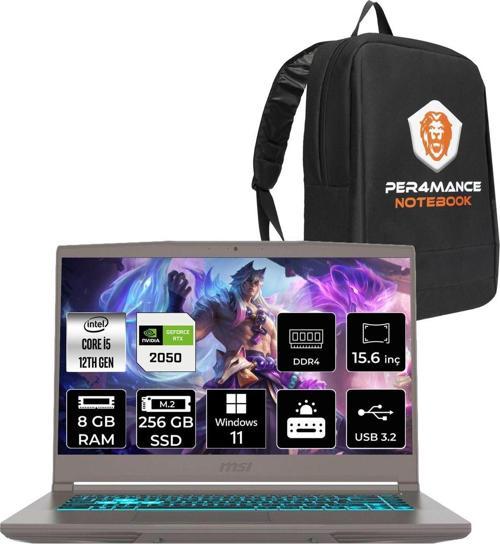Thin 15 İ5 12450H 8Gb 256Gb Ssd Rtx2050/4Gb 15.6" Fhd 144Hz W11H B12Ucx20Tr & Per4 Çanta