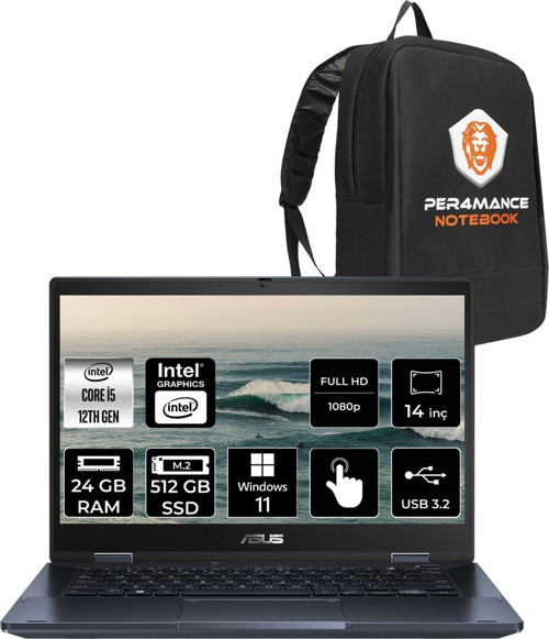 Expertbook B3 Flip İ5 1235U 24Gb Ram 512Gb Ssd 14" Fhd W11P Dokunmatik Bilgisayar & Per4 Çanta
