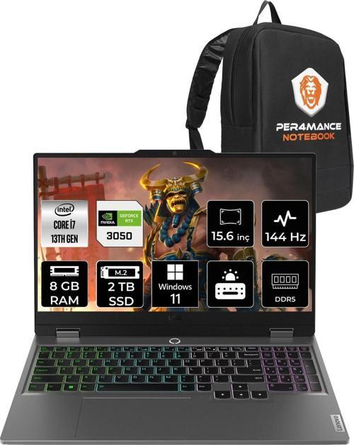 Loq  İ7-13650Hx 8Gb 2Tb Ssd Rtx3050/6Gb 15.6" Fhd 144Hz W11P 83Dv00G5Tr & Per4 Çanta