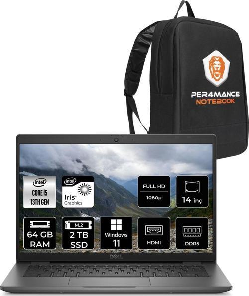 Latitude 3450 İ5 1335U 64Gb Ddr5 2Tb Ssd 14'' Ips W11H Taşınabilir Bilgisayar & Per4 Çanta