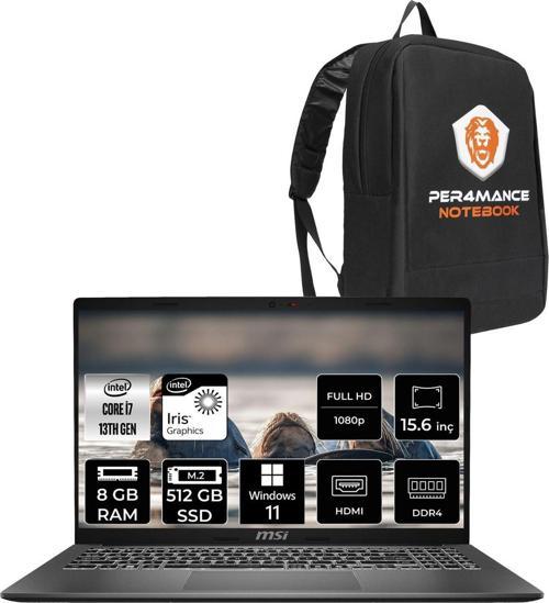 Modern 15 F13Mg İ7 1355U 8Gb 512Gb Ssd 15.6" Fhd 60Hz W11H Taşınabilir Bilgisayar & Per4 Çanta