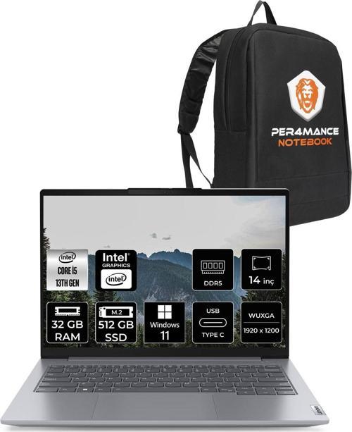 Thinkbook 14 G6 İ5 13420H 32Gb Ddr5 512Gb Ssd 14'' Fhd+ W11H Dizüstü Bilgisayar & Per4 Çanta