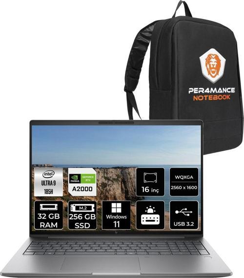 Zbook Power G11 U9 185H 32Gb 256Gb Ssd Rtx A2000 16'' Wqxga W11P Mobil İş İstasyonu & Per4 Çanta