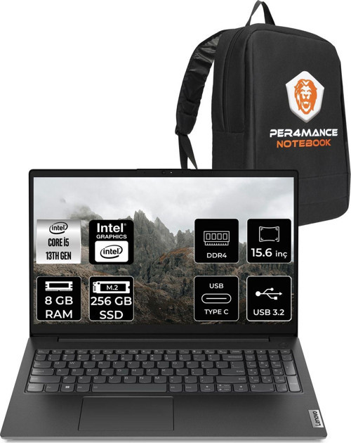 V15 G4 İ5 13420H 8Gb 256Gb Ssd 15.6'' Fhd Fdos Dizüstü Bilgisayar & Per4 Çanta