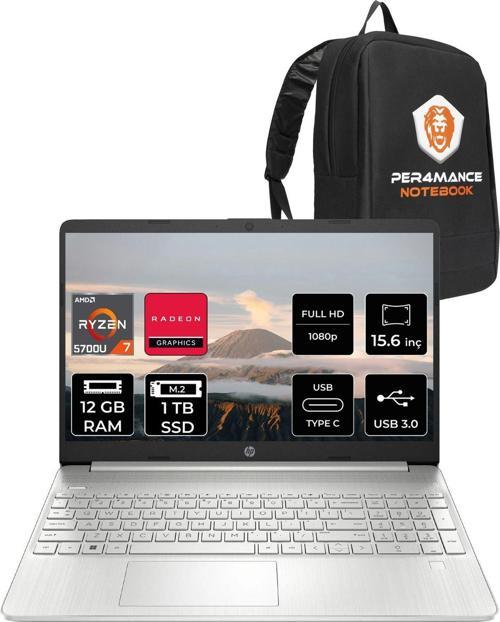 15S-Eq2000Nt R7 5700U 12Gb Ram 1Tb Ssd 15.6'' Full Hd Fdos Dizüstü Bilgisayar & Per4 Çanta