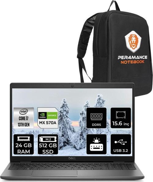 Latitude 3550 İ7 1355U 24Gb 512Gb Ssd Mx570A/2Gb 15.6'' Fdos Dizüstü Bilgisayar & Per4 Çanta