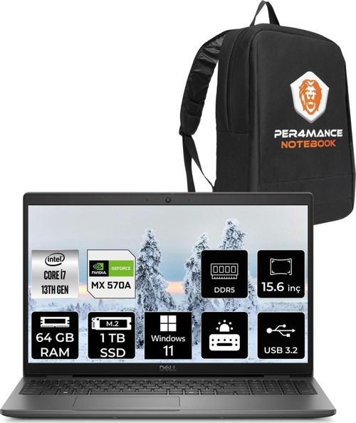 Latitude 3550 İ7 1355U 64Gb 1Tb Ssd Mx570A/2Gb 15.6'' W11H Dizüstü Bilgisayar & Per4 Çanta