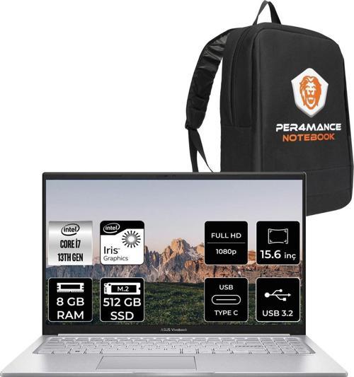 Vivobook 15 X1504Va İ7 1355U 8Gb Ram 512Gb Ssd 15.6'' Fhd Fdos Nj412 & Per4 Çanta