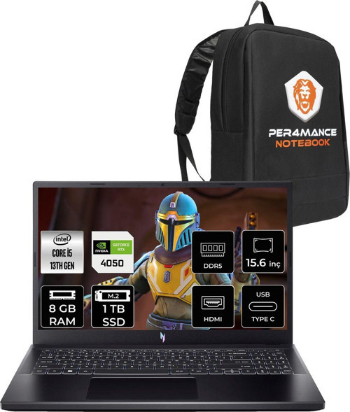 Nitro V15 İ5-13420H 8Gb 1Tb Ssd Rtx4050/6Gb 15.6'' Fhd 144Hz Fdos & Per4 Çanta