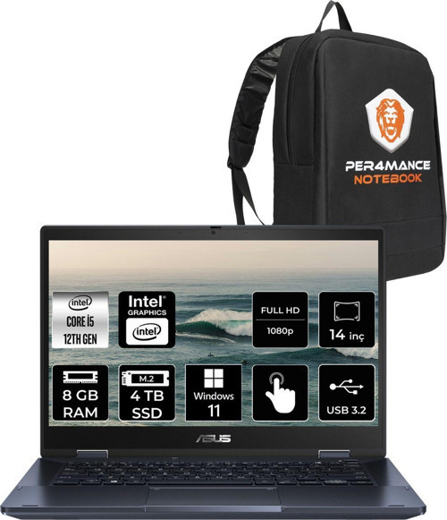 Expertbook B3 Flip İ5 1235U 8Gb Ram 4Tb Ssd 14" Fhd W11P Dokunmatik Bilgisayar & Per4 Çanta