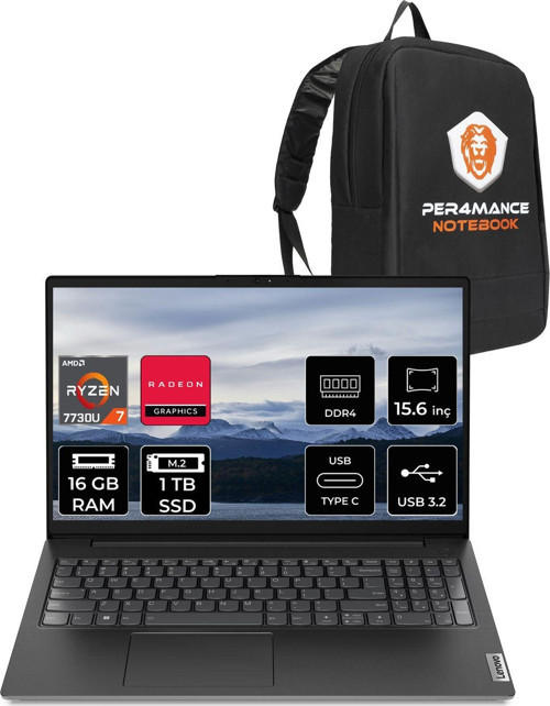 V15 G4 R7 7730U 16Gb 1Tb Ssd 15.6'' Fhd Fdos Dizüstü Bilgisayar & Per4 Çanta