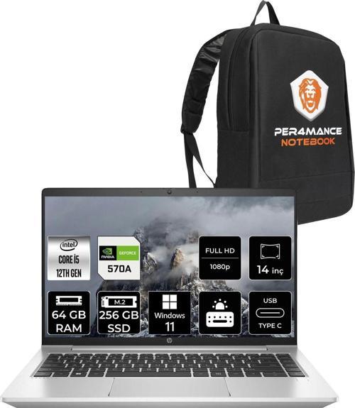 Probook 440 G9 Intel Core İ5 1235U 64Gb 256Gb Ssd Mx570A/2Gb 14" Fhd W11P & Per4 Çanta