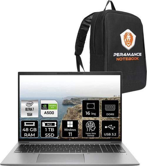 Zbook Firefly G11 U7 155H 48Gb 1Tb Ssd Rtx A500 16'' Wuxga W11P Mobil İş İstasyonu & Per4 Çanta