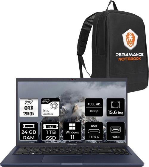 Expertbook B1 İ7 1255U 24Gb Ram 1Tb Ssd 15.6" Fhd W11H Taşınabilir Bilgisayar & Per4 Çanta