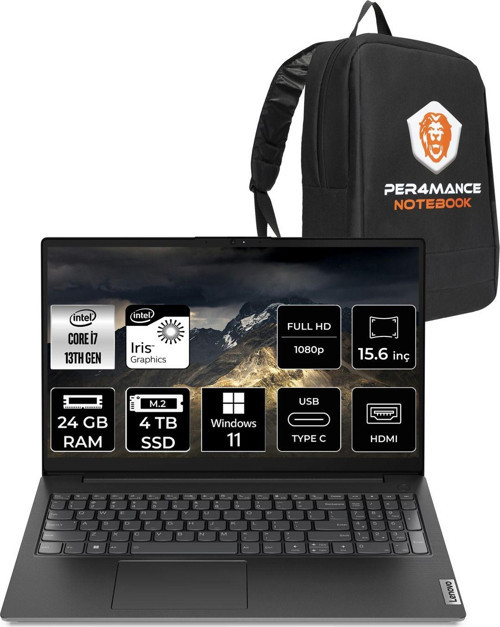 V15 G4 İ7 1355U 24Gb 4Tb Ssd 15.6 Fhd W11Home Taşınabilir Bilgisayar & Per4 Çanta