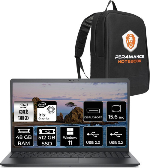 Vostro 3530 Intel Core İ5 1334U 48Gb 512Gb Ssd 15.6" Fhd W11H & Per4 Çanta